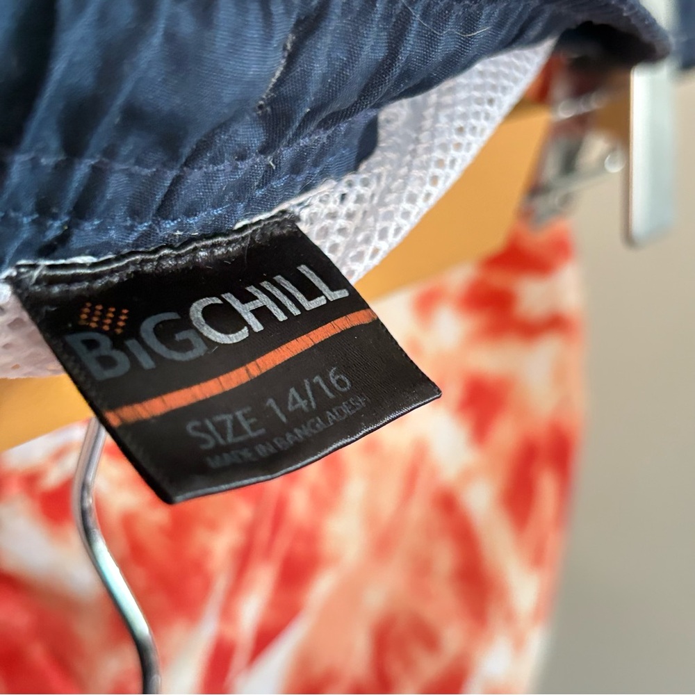 Big Chill Orange Tie-Dye Swim Trunks w Navy Palm Tree Design – Size XL - Picture 4 of 12